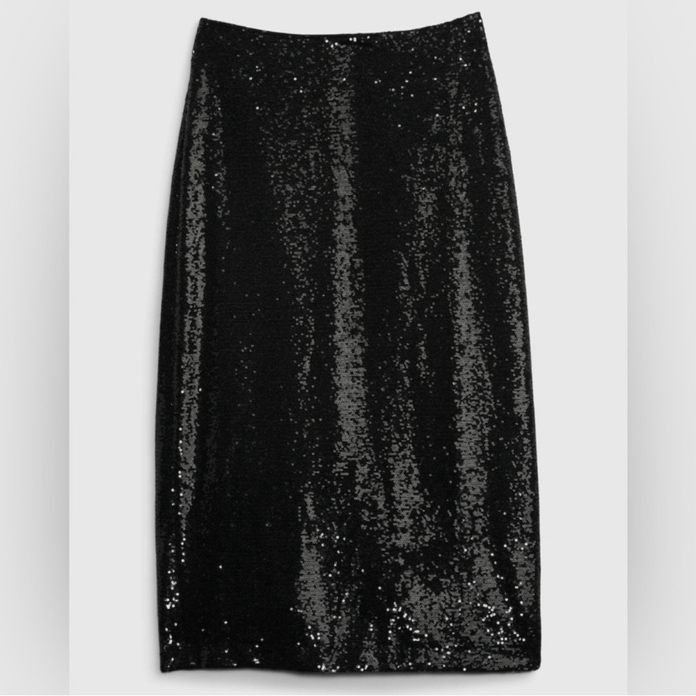 Gap Black Sequin Midi Skirt
